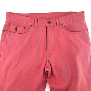 Polo Ralph Lauren Mens 33x32 Pink Red Cotton Twill Chino Pants Straight Leg